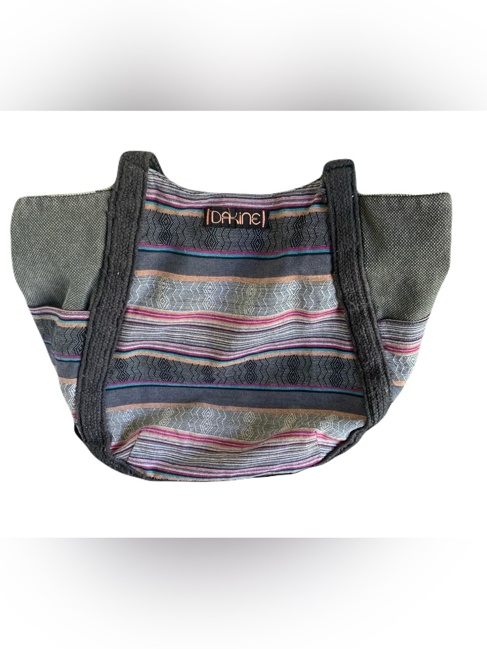 Dakine Havana 26L Gray Striped Tote with Pink and Teal Accents